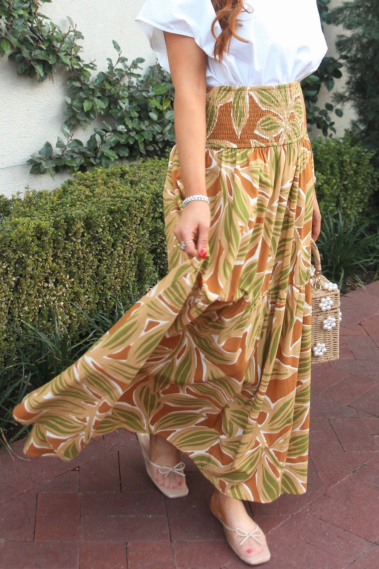 Karlie Desert Palm Smock Tier Skirt