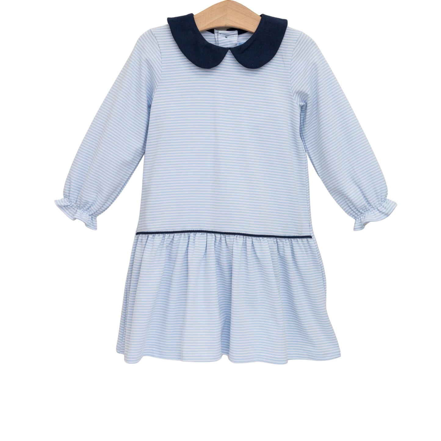 Katherine Dress-Light Blue Stripe/Navy