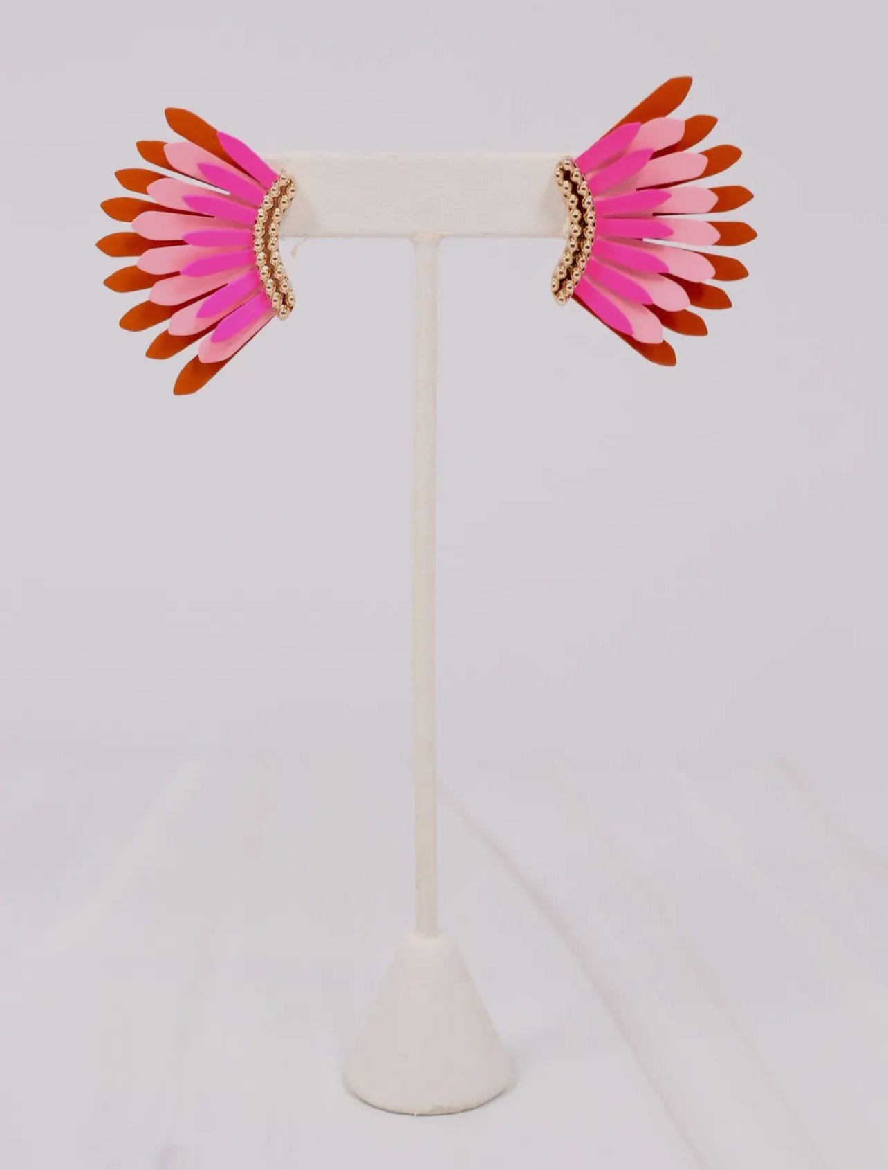 Fernie Metal Fan Earrings- Pink Multi