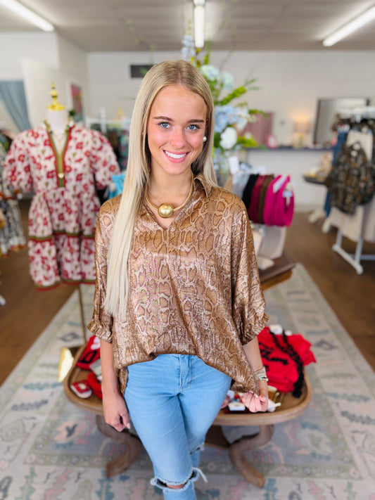 Gold Snakeskin Top