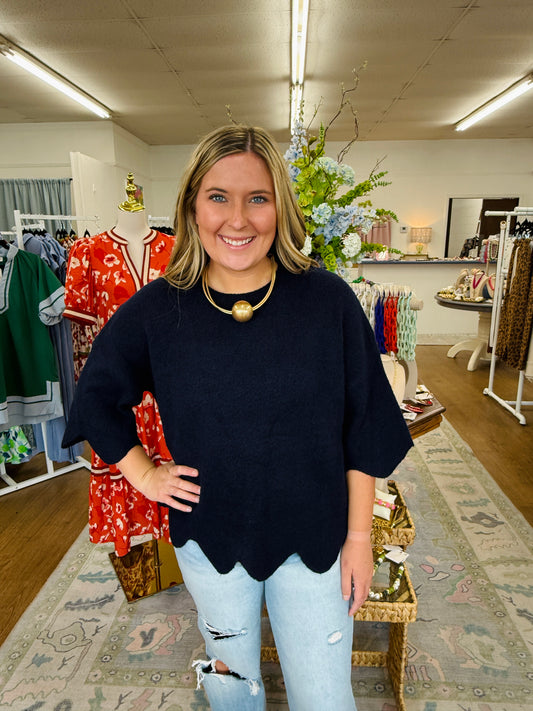 Pretty In Navy Sweater Top
