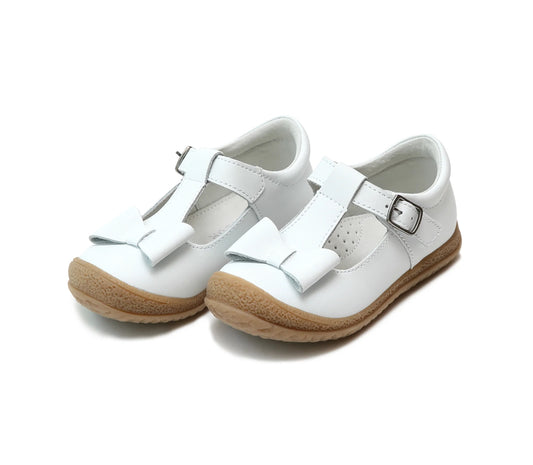 L’AMOUR Emma Classic White Bow T-Strap Mary Jane