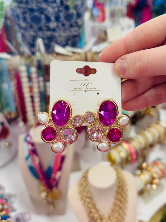 Event Time Earrings-Pink/Purple