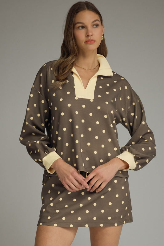 Golden Mocha Dot Skort Set