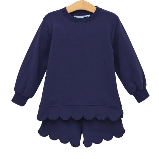 Sophia Scalloped Set-Navy