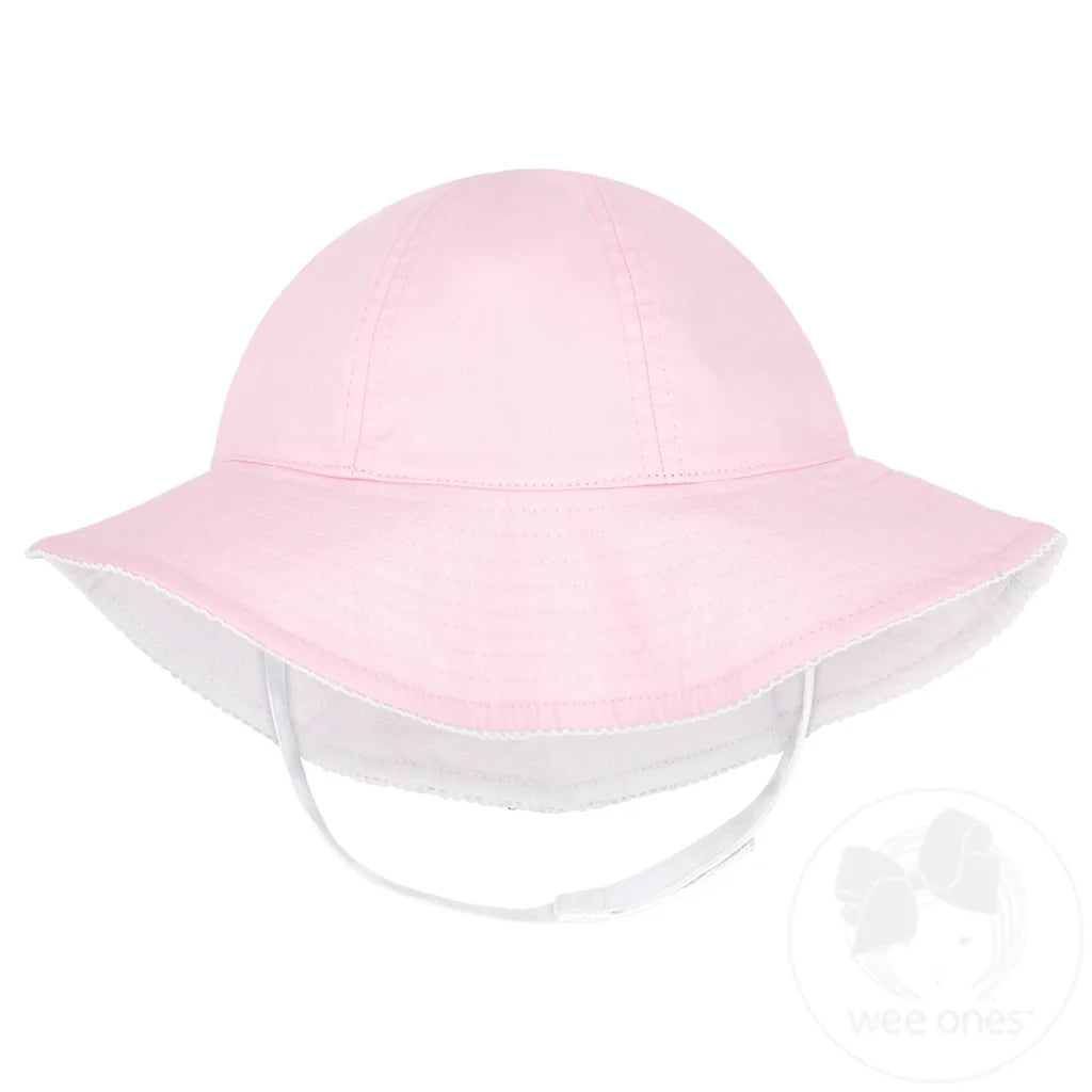 Reversible Girls Moonstitch Brim Hat-Pink