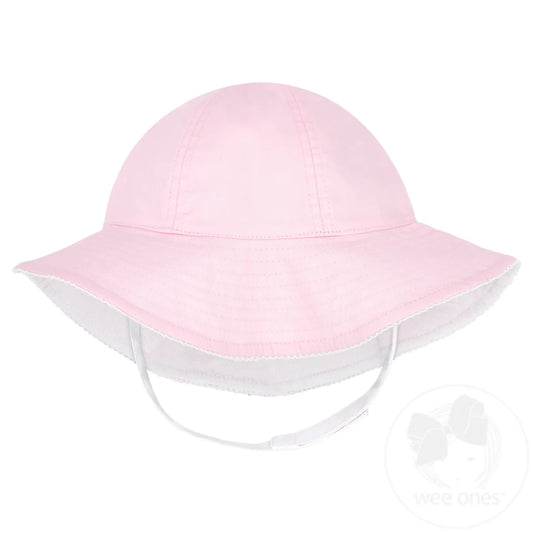 Reversible Girls Moonstitch Brim Hat-Pink