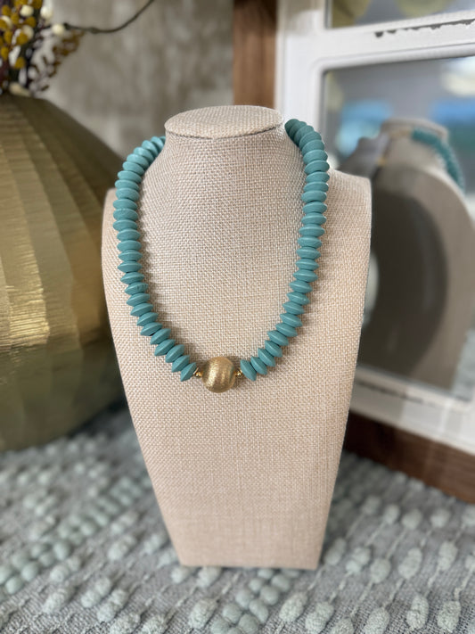 Ball Disc Necklace-Teal