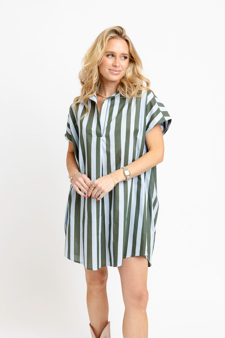Karlie Bold Stripe Shirt Dress