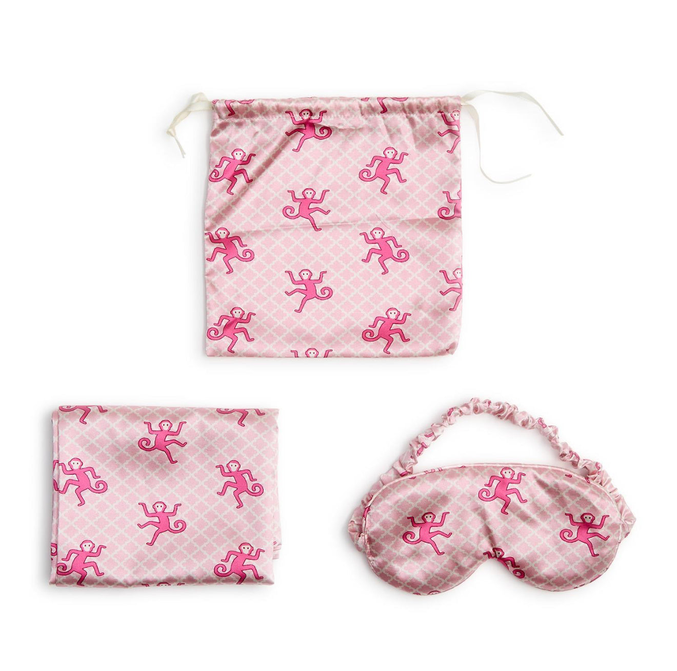 Happy Monkey PillowCase & Eye-mask Set-PINK