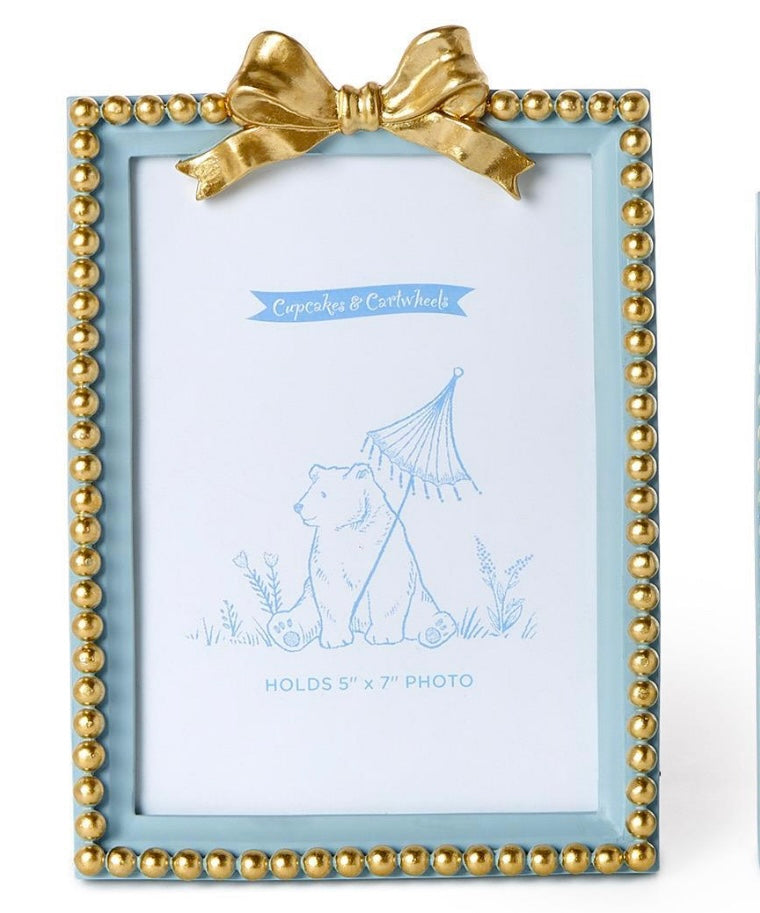 Large Blue Gold Bow Frame(5”x7”)
