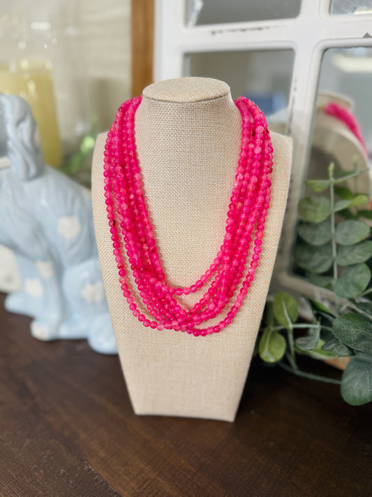 The Paige Necklace-Hot Pink