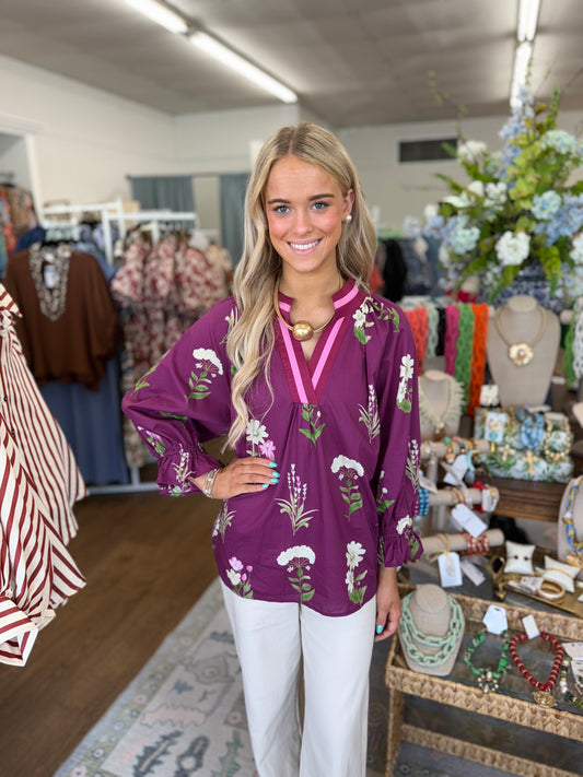 Magenta Floral Top