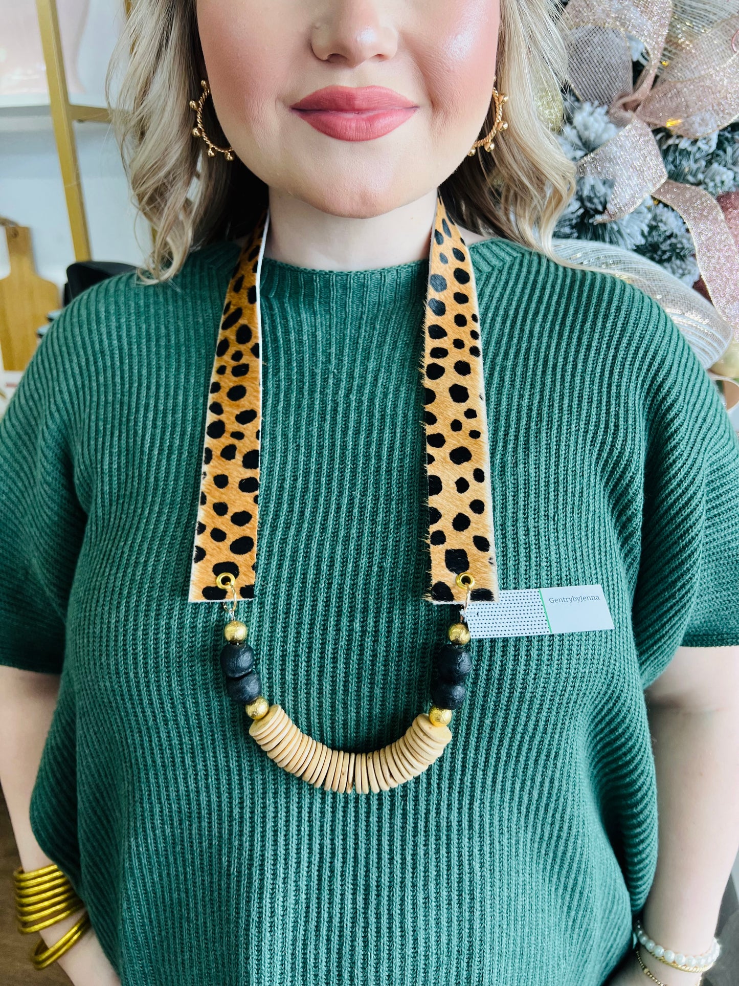 Leopard Hair Hide Fabric Strap Necklace