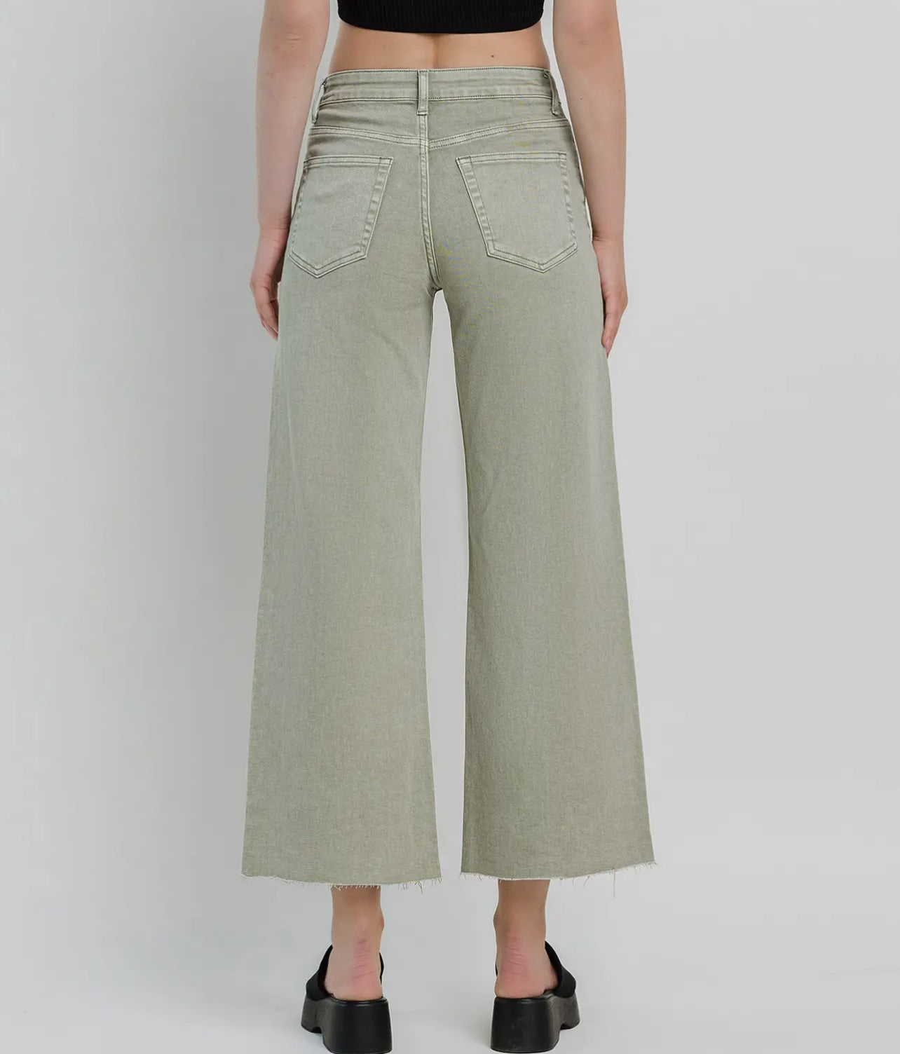 Vervet High Rise Wide Leg Jeans- Olive