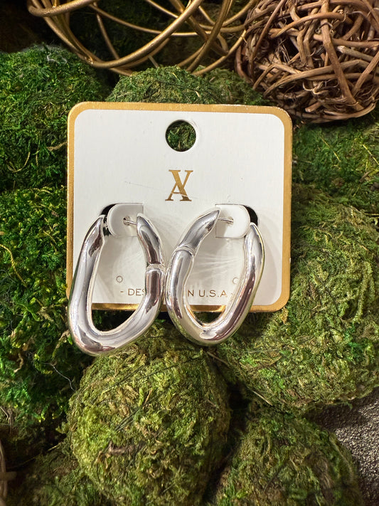 Silver Oval Hoops