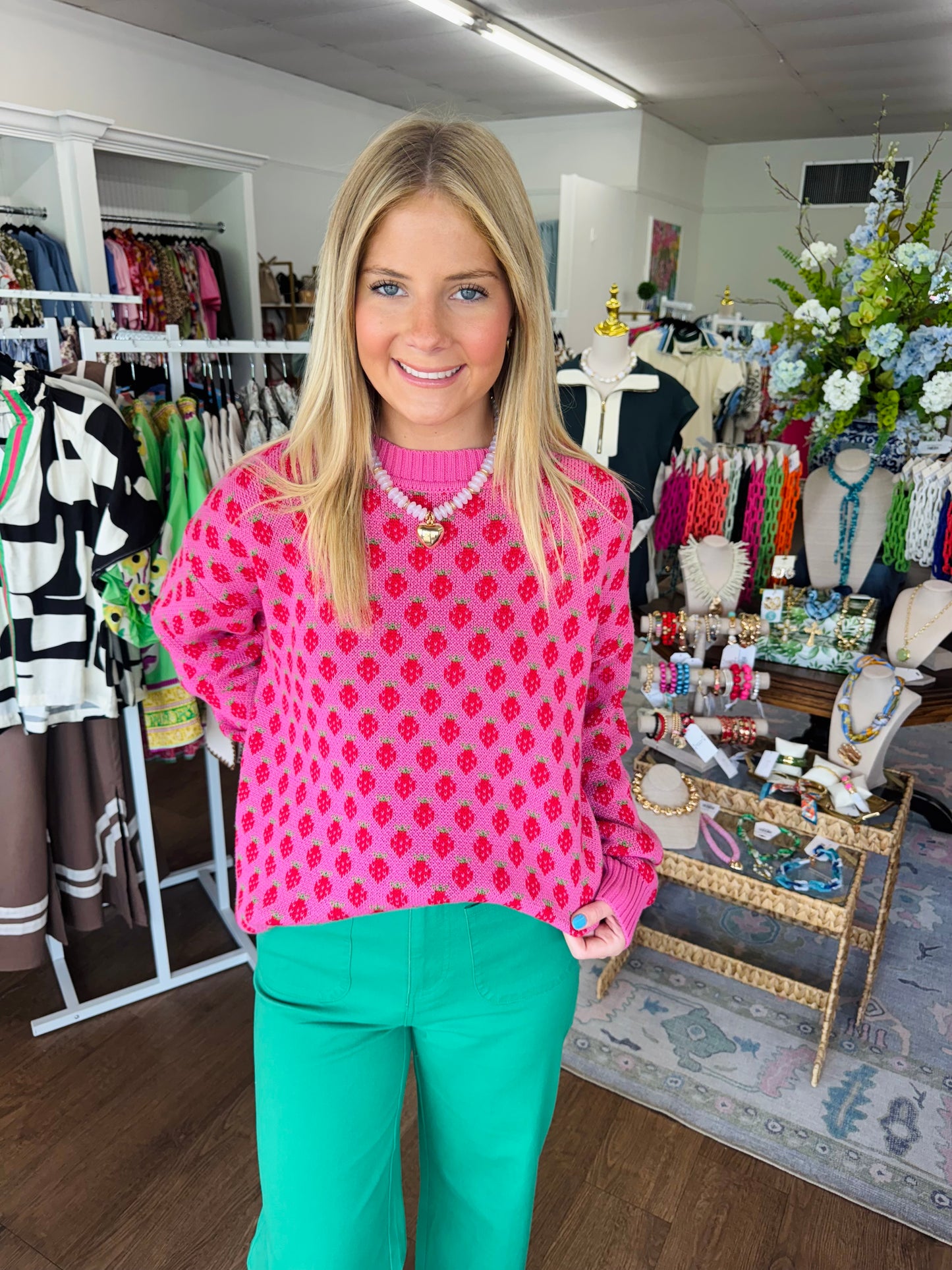Field of Strawberries Sweater