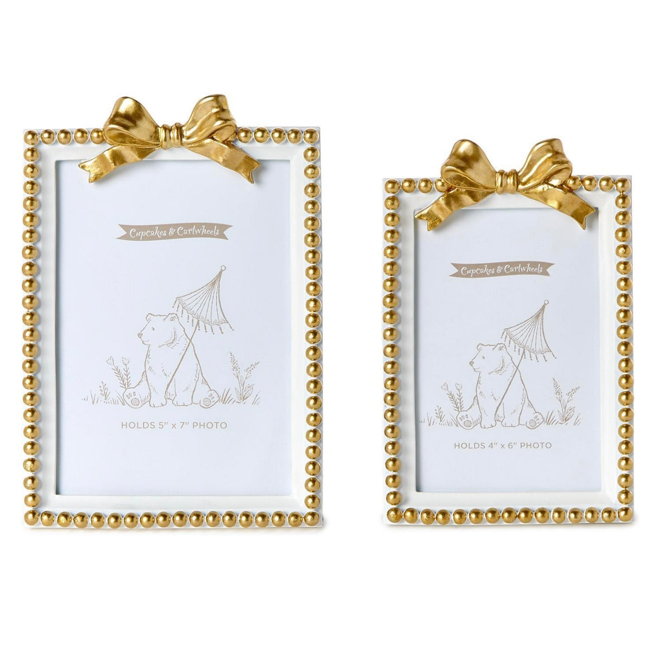 Large White Gold Bow Frame(5”x7”)
