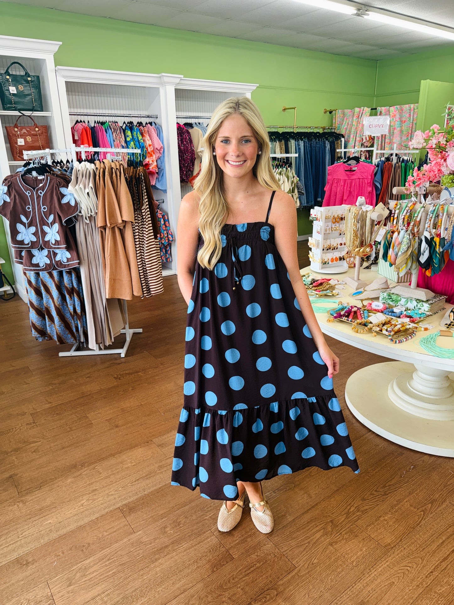 Falling in Love with Polka Dots Midi Dress