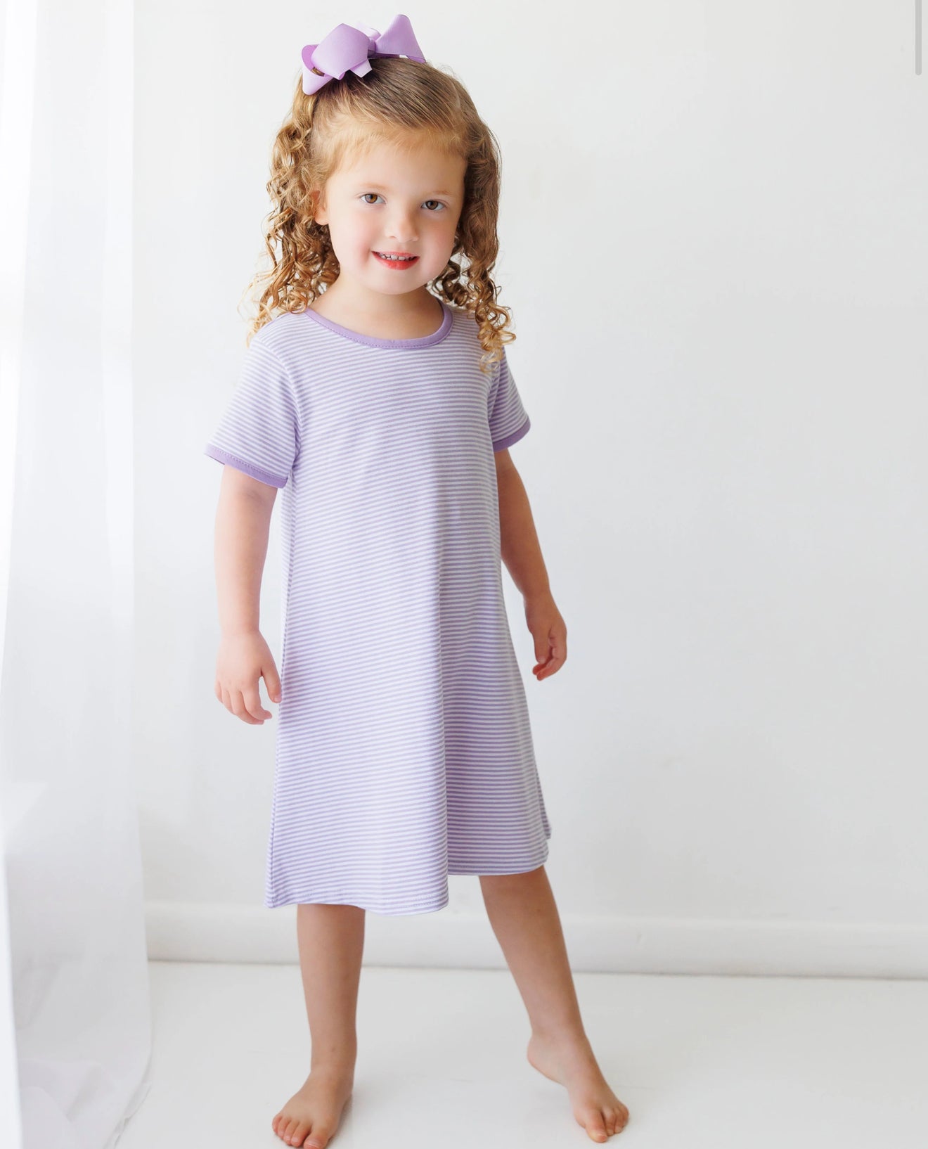 Sarah Dress-Lavender Stripe