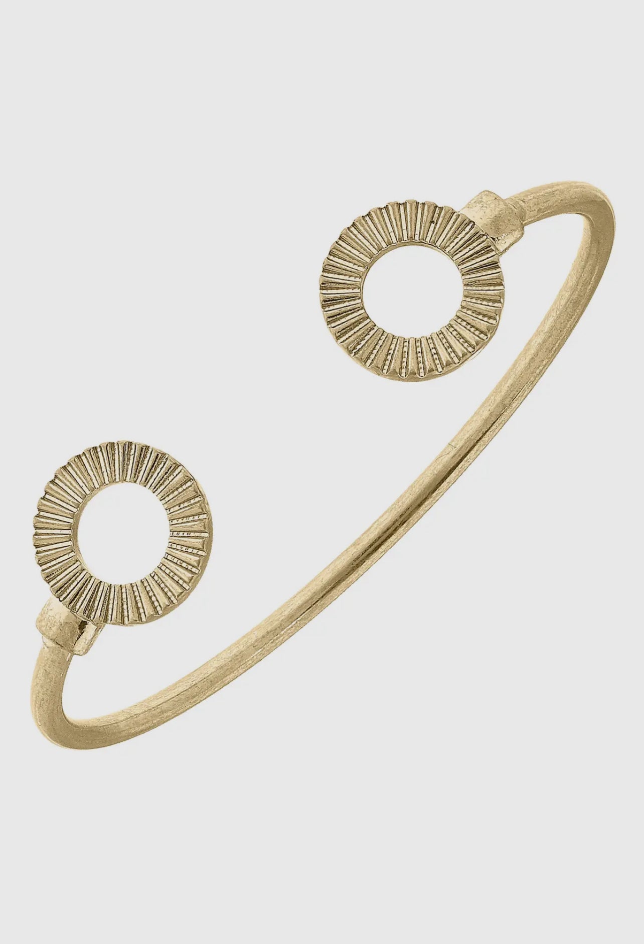 Savannah Fluted Metal Disc Cuff- Worn Gold