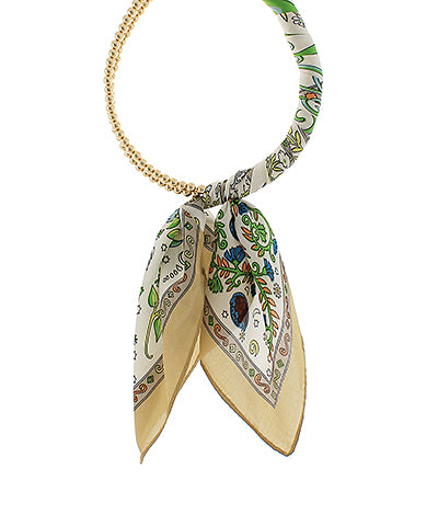 Beaded Scarf Necklace-Light Olive