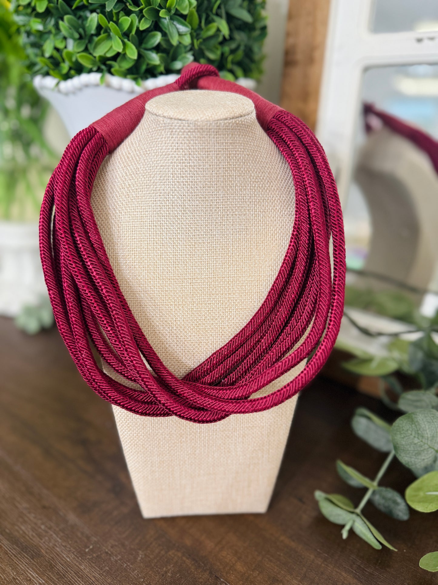 Maroon Rope Necklace