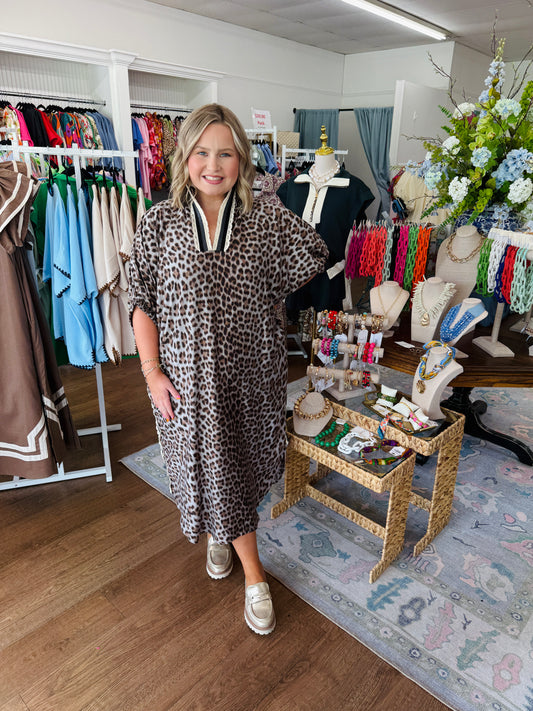 Grey Spotted Leopard Midi-Curvy