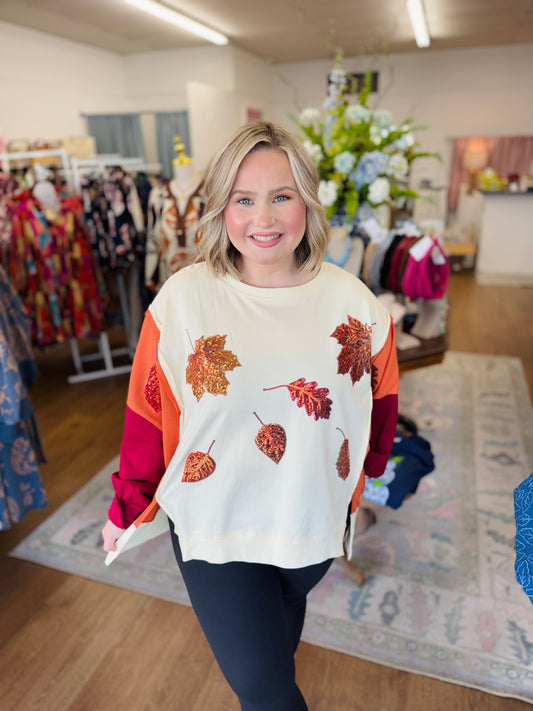 Sparkle Fall Leaves Top