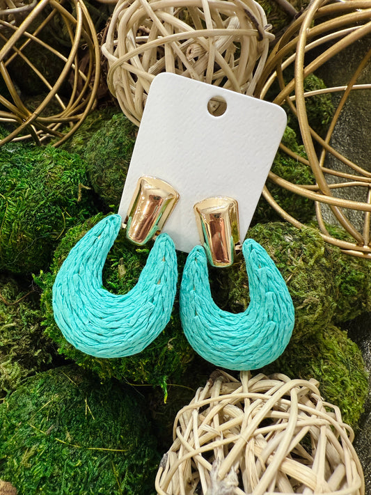The Raffia Earrings-Mint