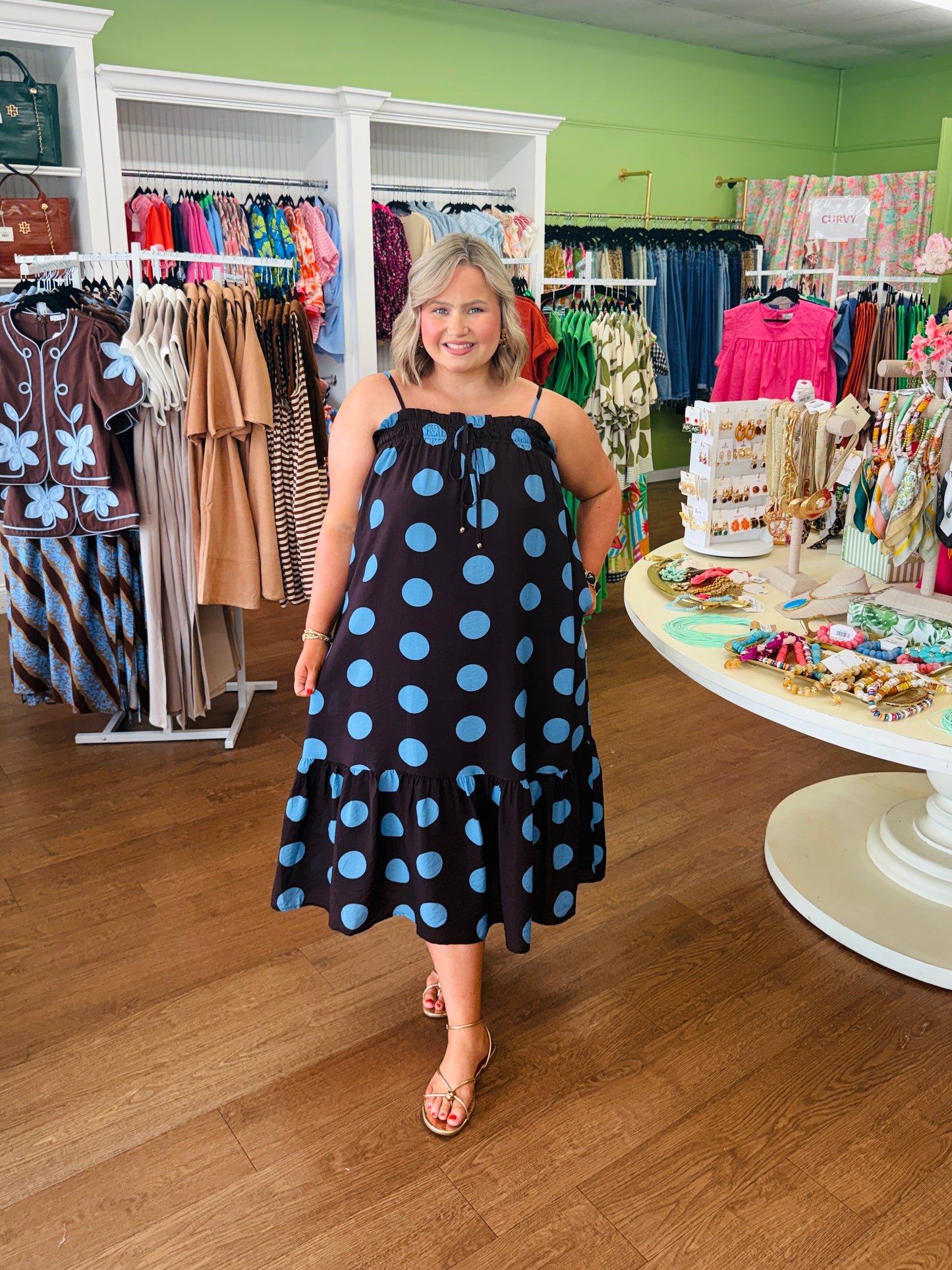 Falling in Love with Polka Dots Midi Dress