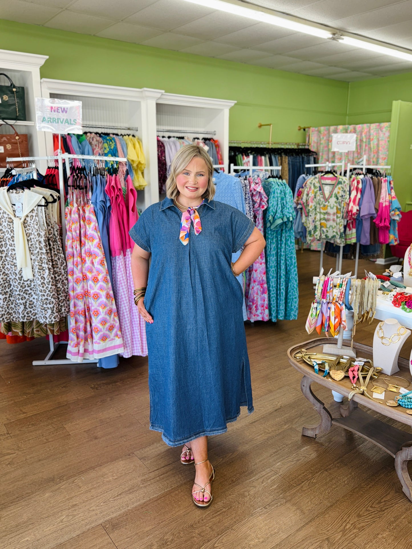 The Denim Midi Dress-Regular/Curvy