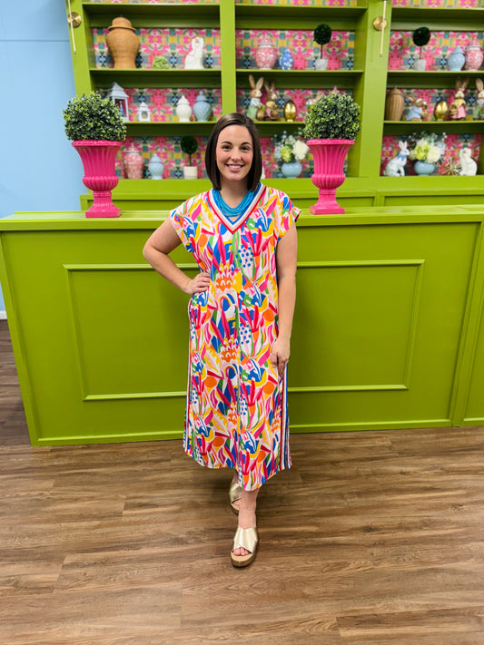 Geo Print Midi Dress