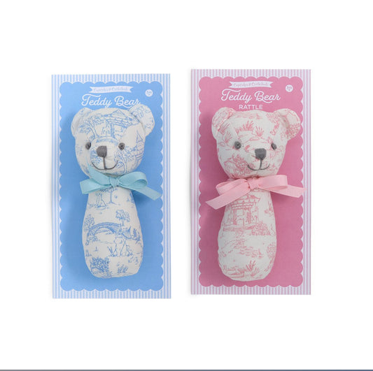 Toile Teddy Bear Rattle