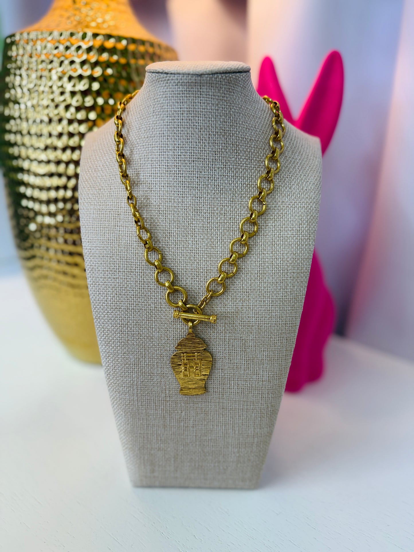 Gold Ginger Jar Necklace