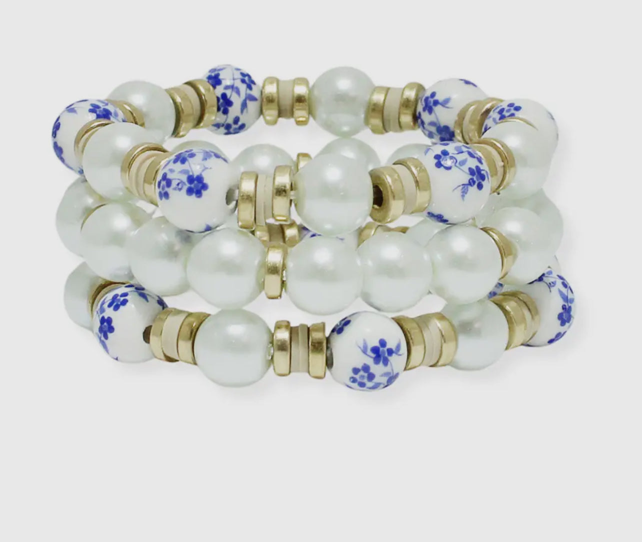 Floral Ceramic Multi Layered Stretch Bracelet