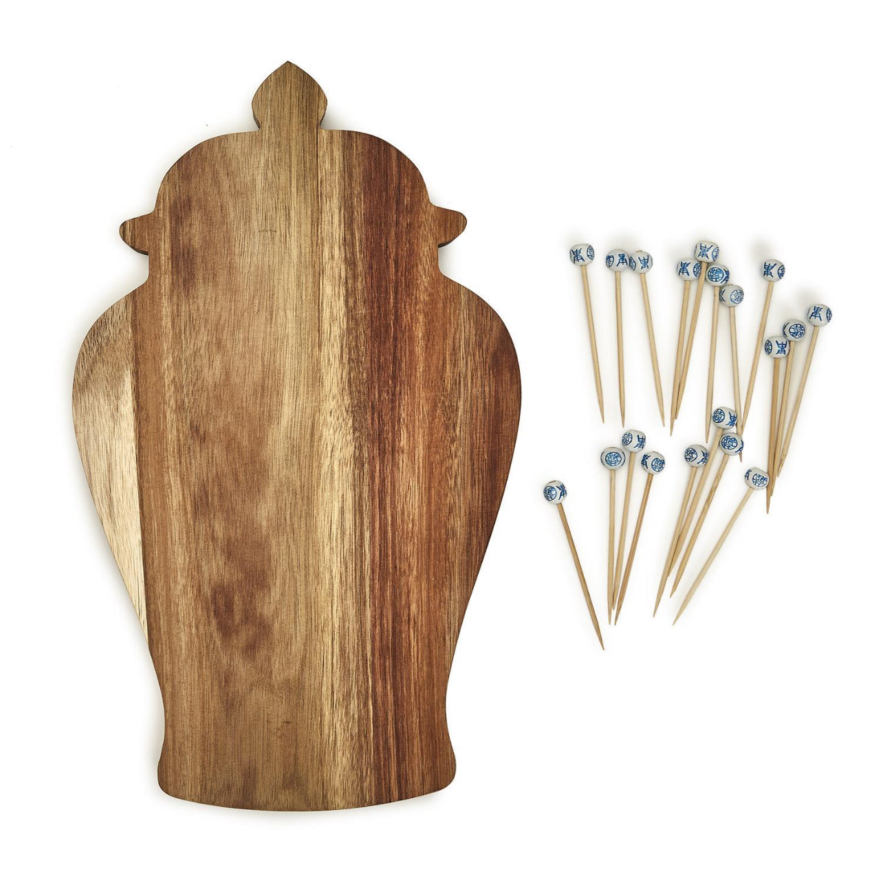 Ginger Jar Serving Board with 20 cocktail picks