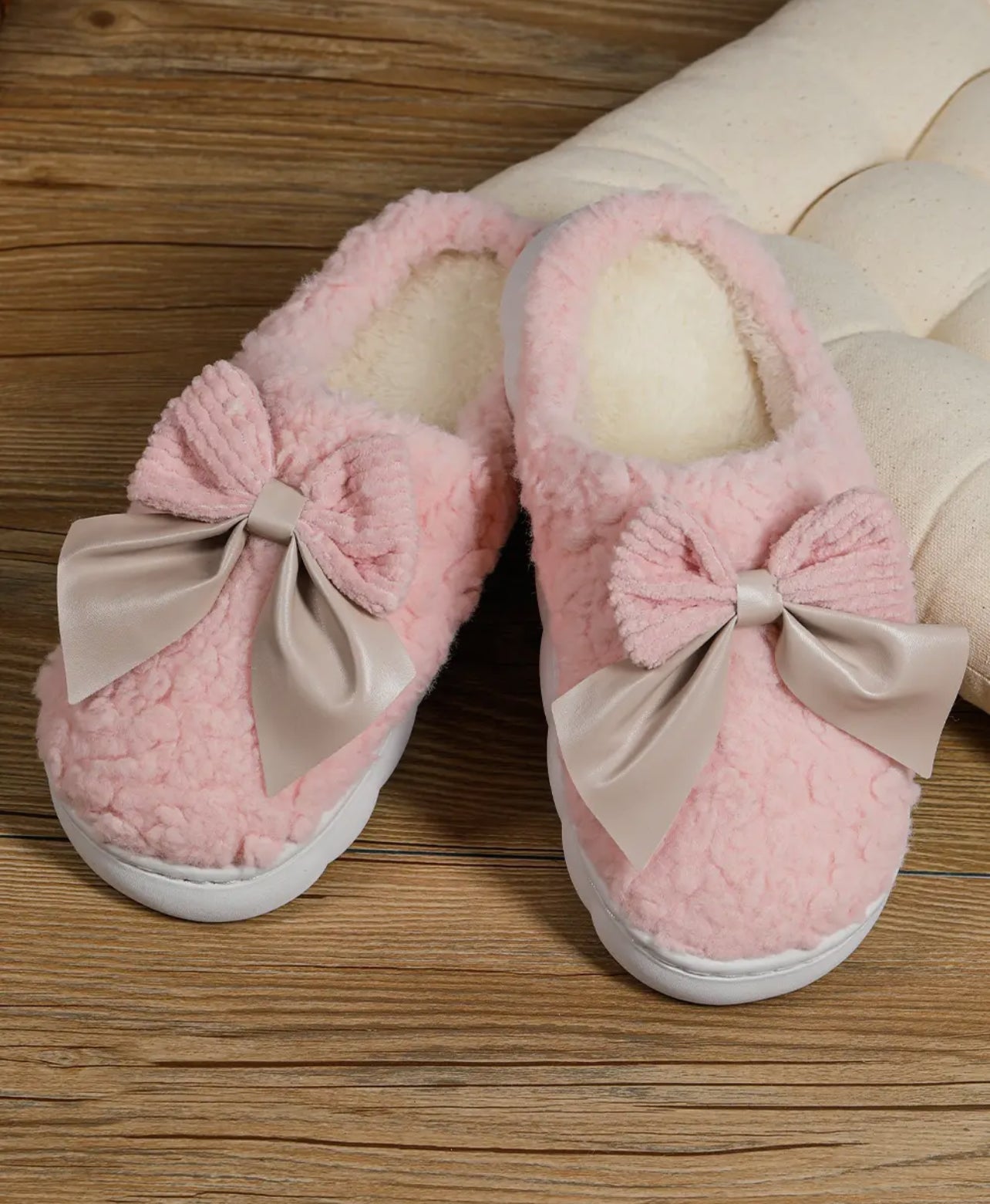 Pink Bow Slippers