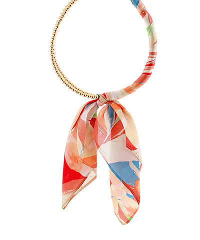 Beaded Scarf Necklace-Peach Multi