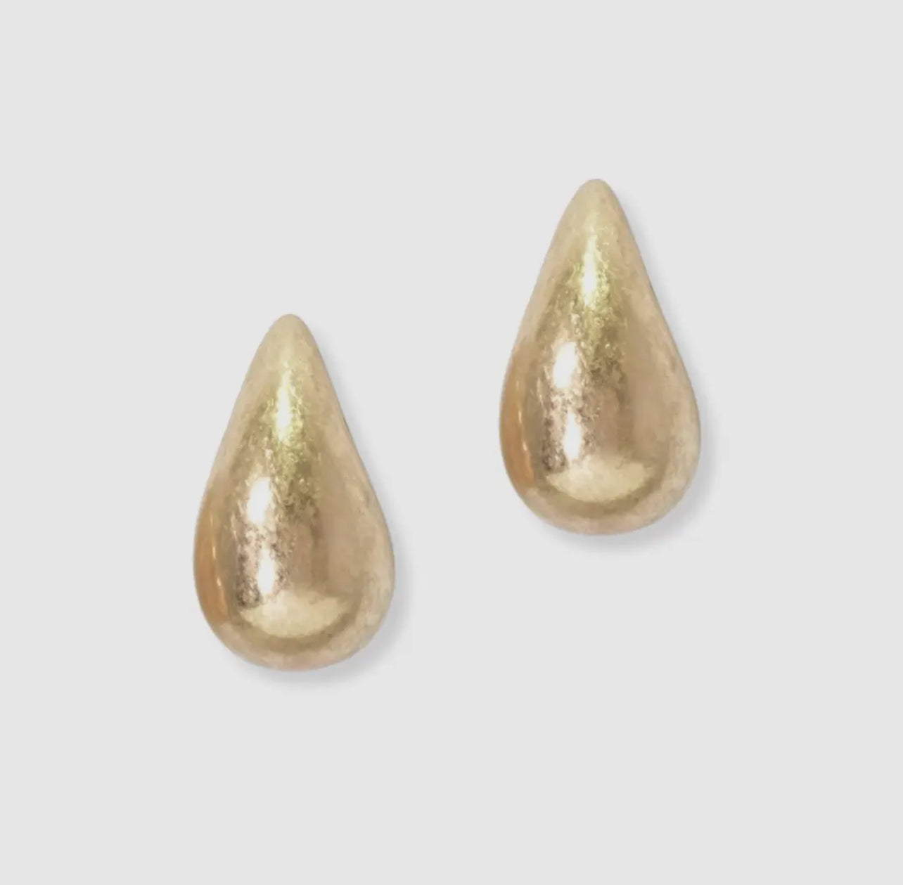 Teardrop Stud Earring- Worn Gold