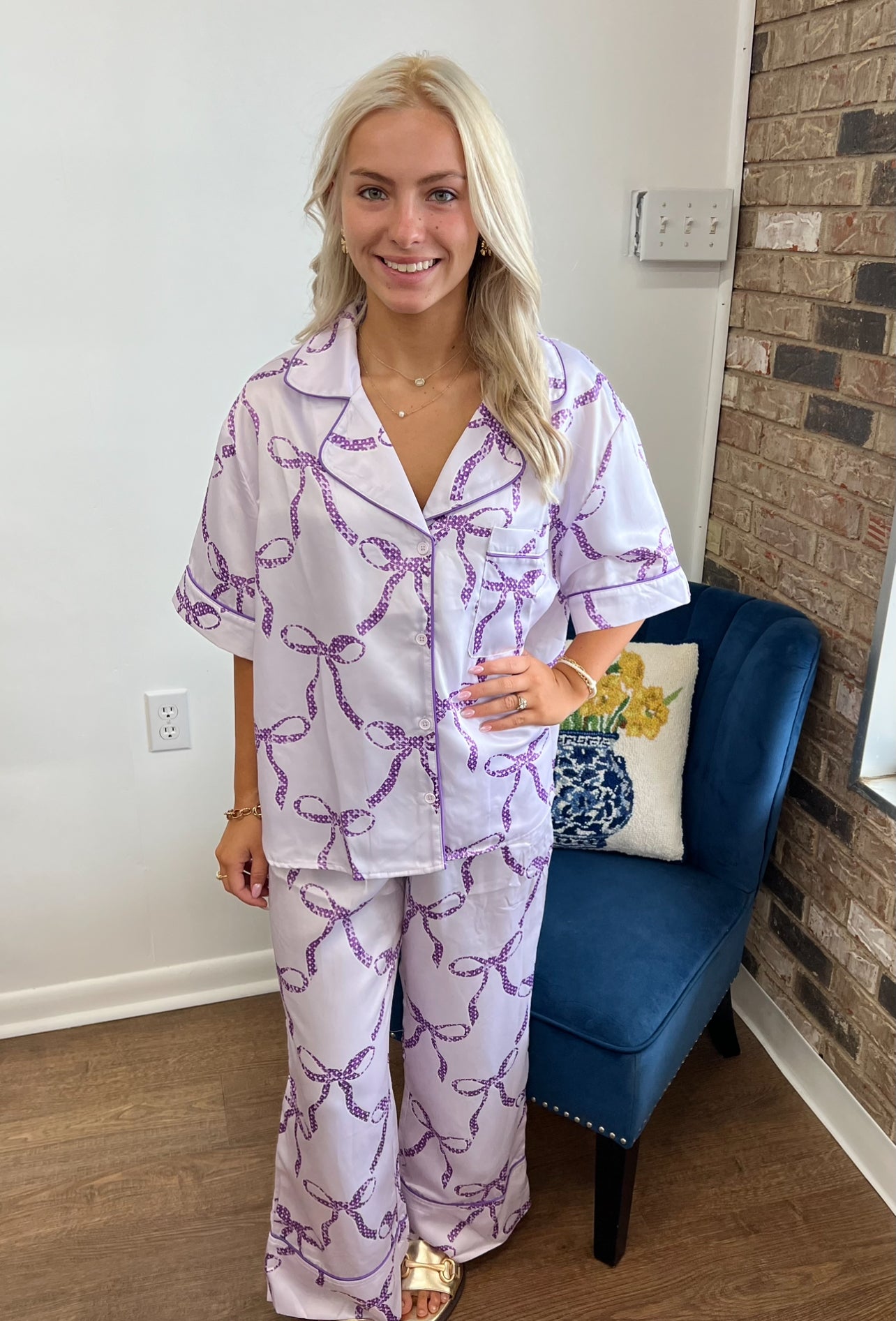 Purple Bow Pajama Set