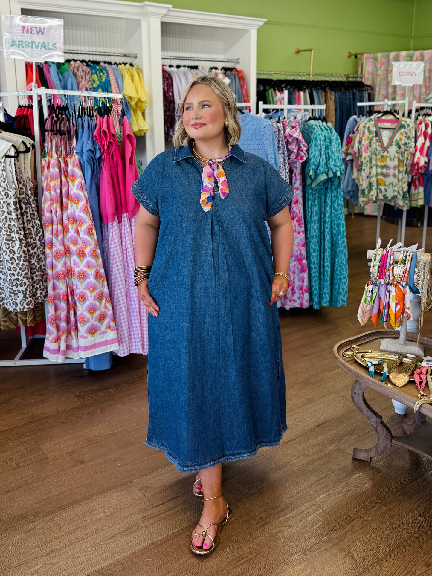 The Denim Midi Dress-Regular/Curvy
