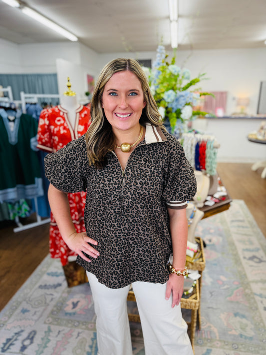 Mocha Leopard Top