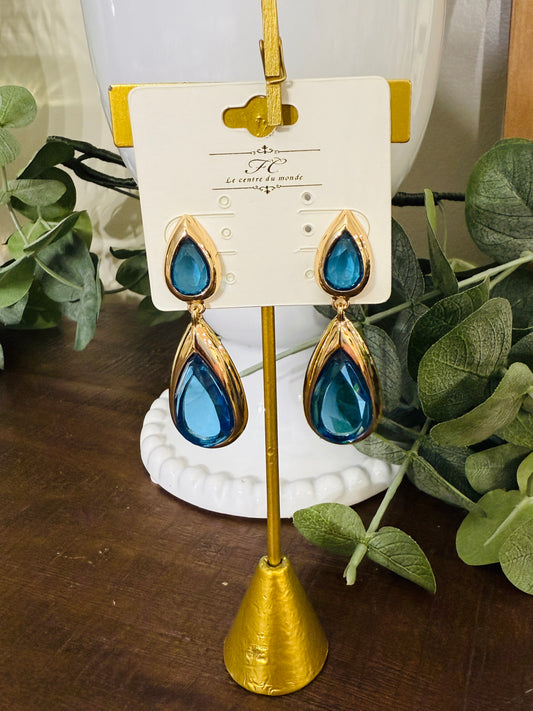 Elevated Teardrop Earrings-Blue