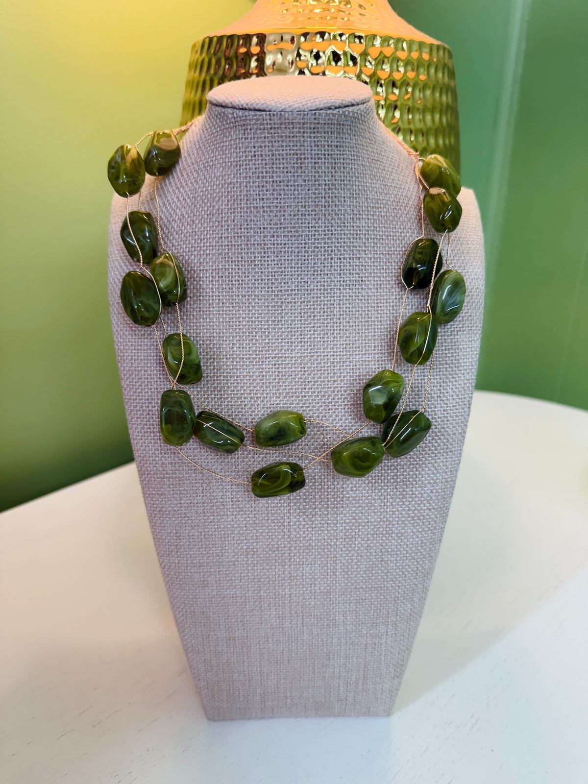 Whimsical Beaded Necklace-Green