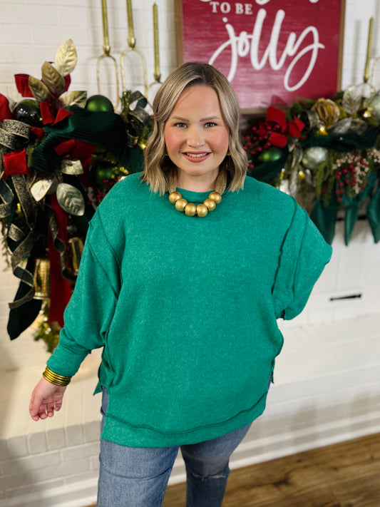 Melange Oversized Sweater PLUS-Forest