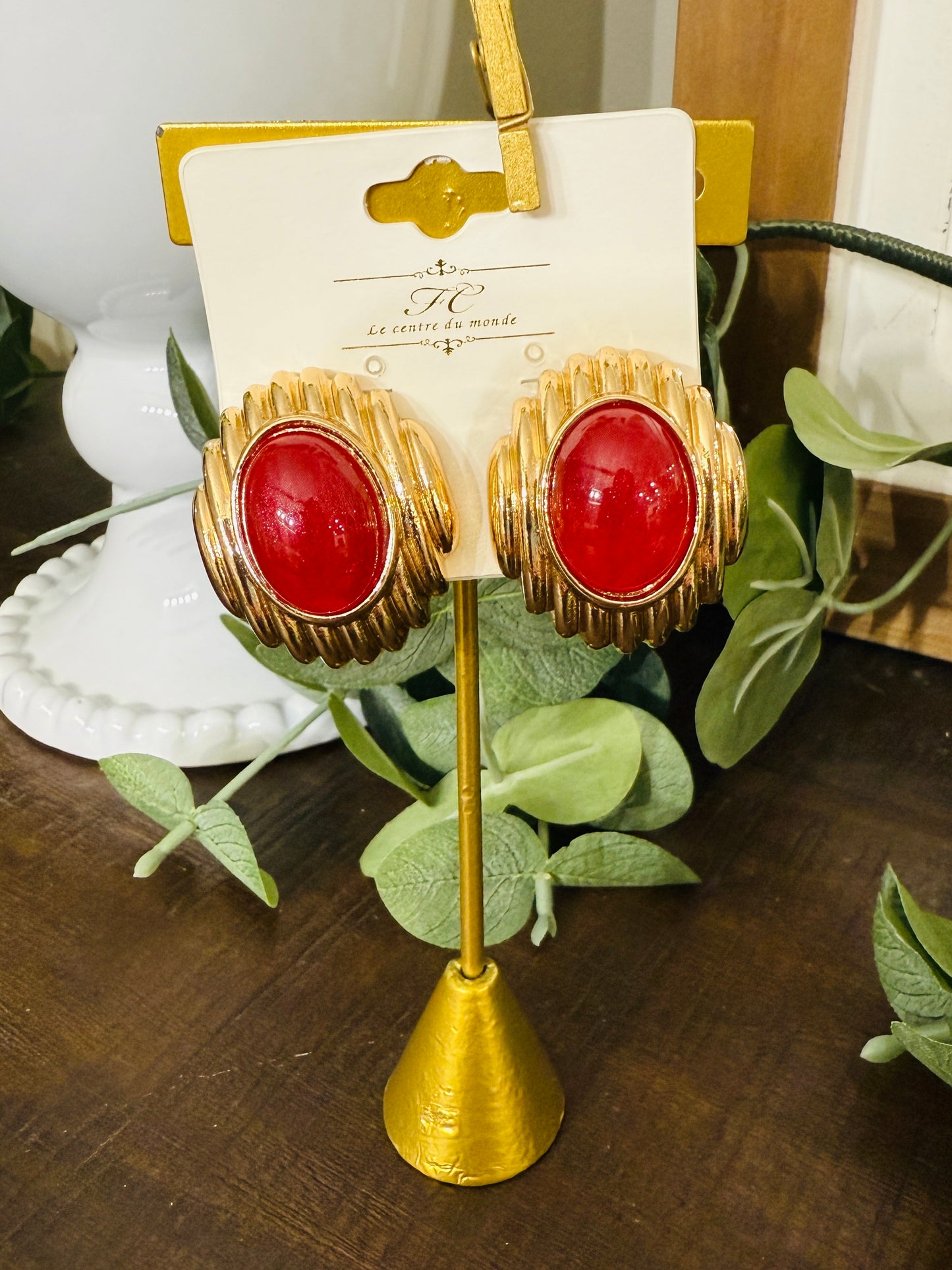 Stepping Out Earrings-Ruby Red