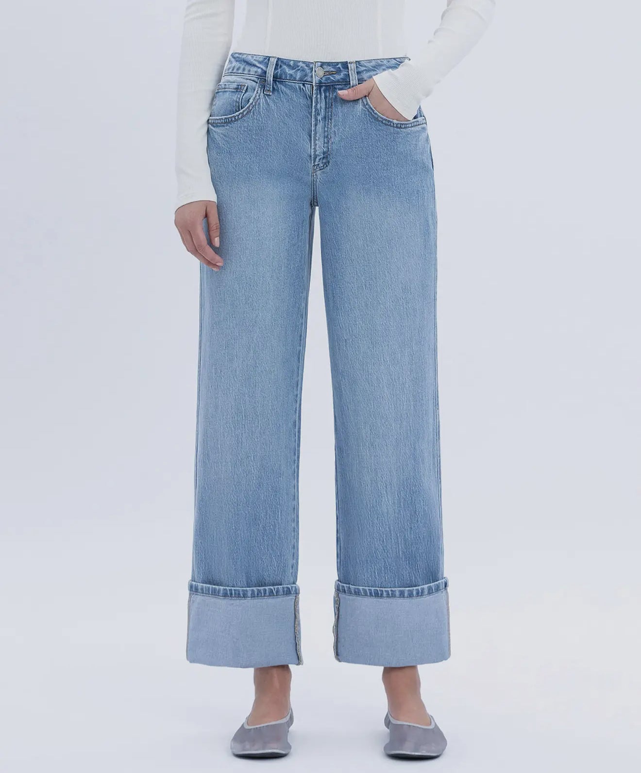 Vervet Super High Rise Cuffed Baggy Jeans