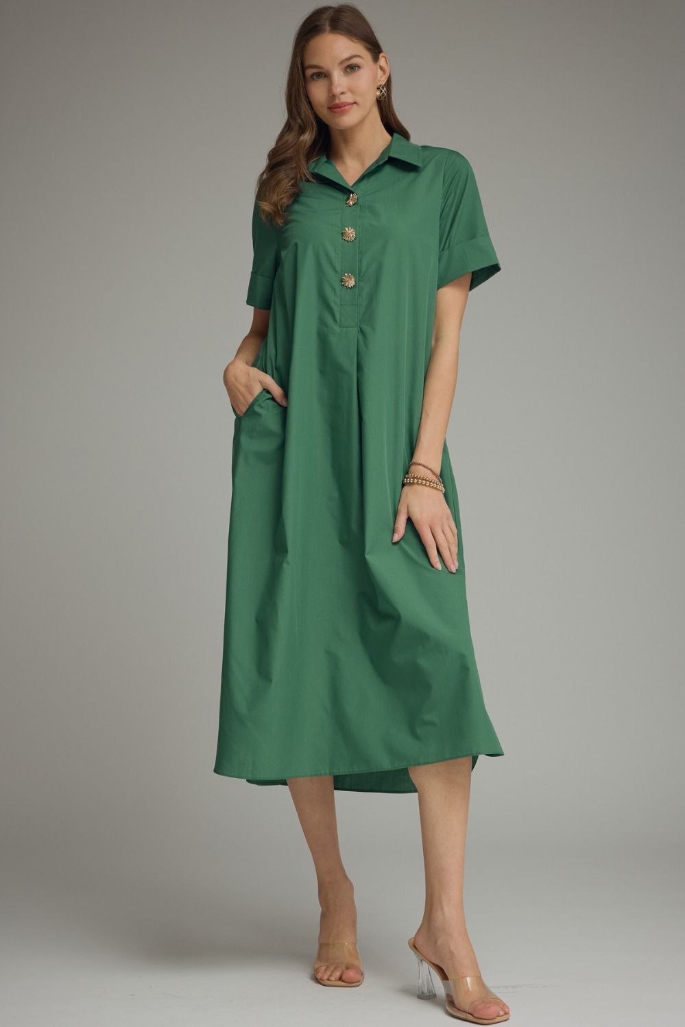 Hunter Green Fall Midi Dress