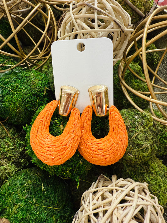 The Raffia Earrings-Orange